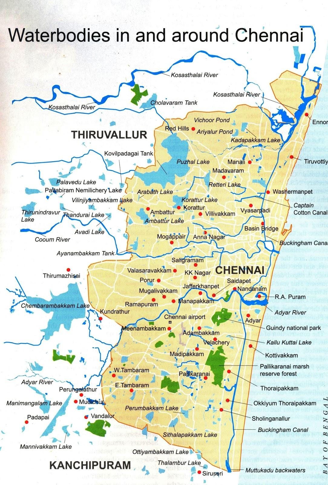 Chennai badan-badan air peta