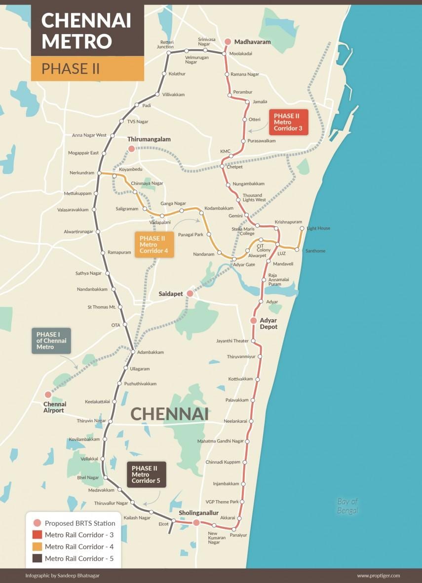 metro rail Chennai peta laluan fasa 2